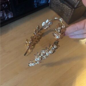 Gold Pearl Leaf Headband - Women's Accessories